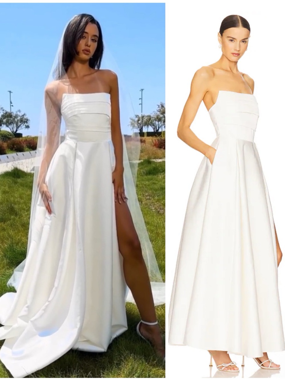 NWT SAU Lee X Revolve Heidi Strapless Gown White Bridal Long Dress Size 00